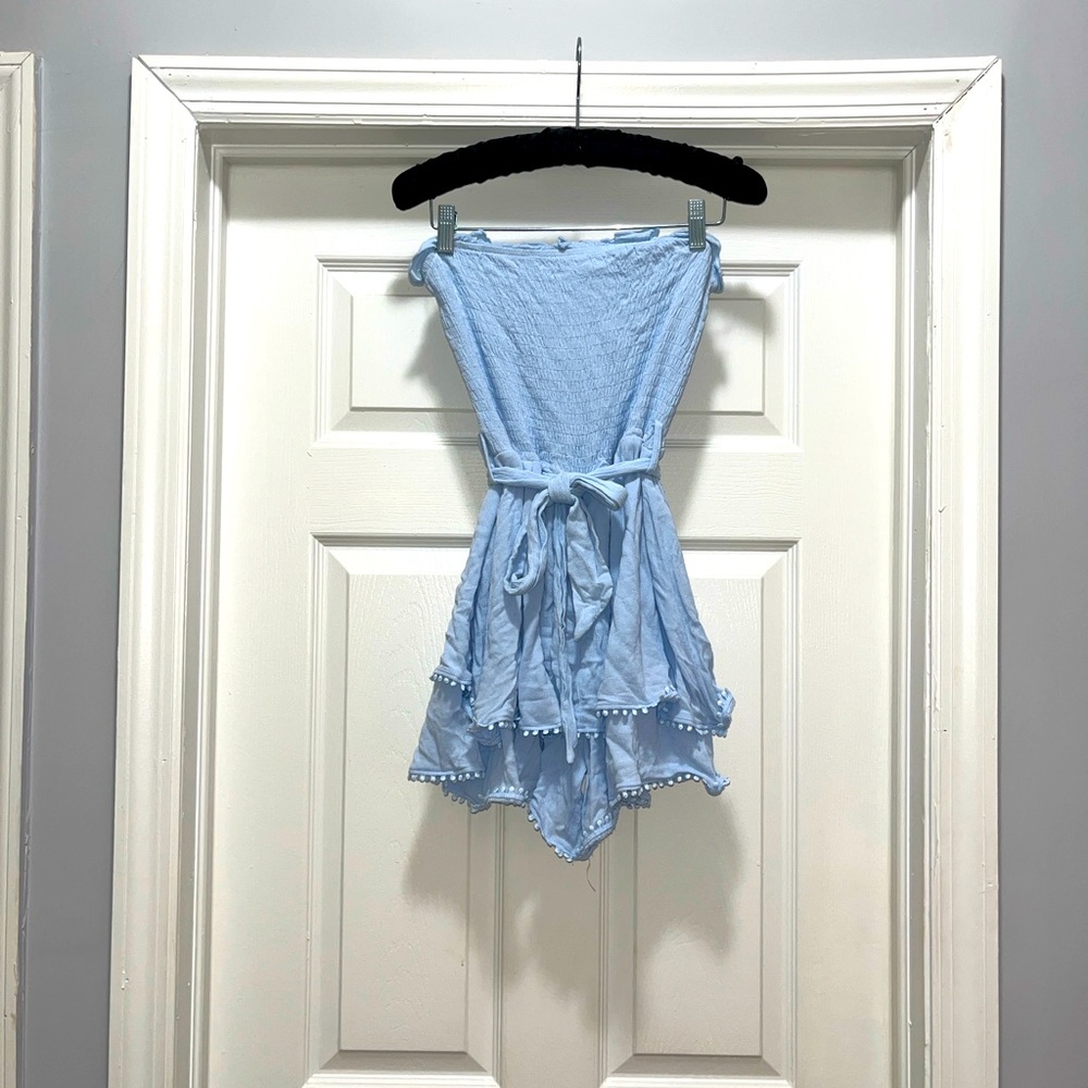 Strapless tiered romper